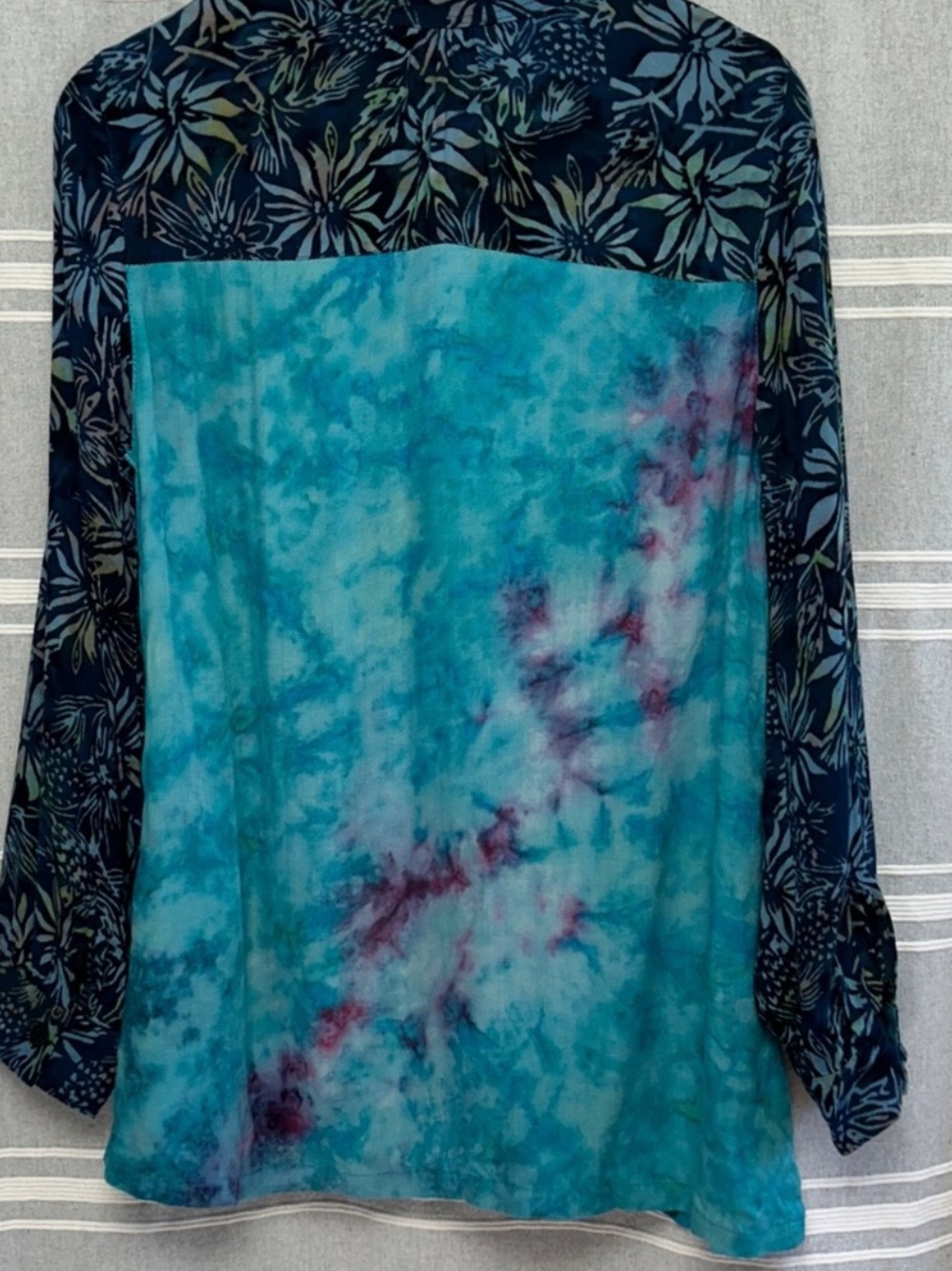 Soft Surroundings Floral Split-Panel Tunic in Caribbean-Turquoise  NWT - Picture 4 of 10